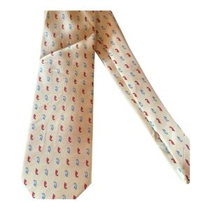 Vintage Tie Shop Roma Italy 100% Silk Yellow Paisley Print Necktie